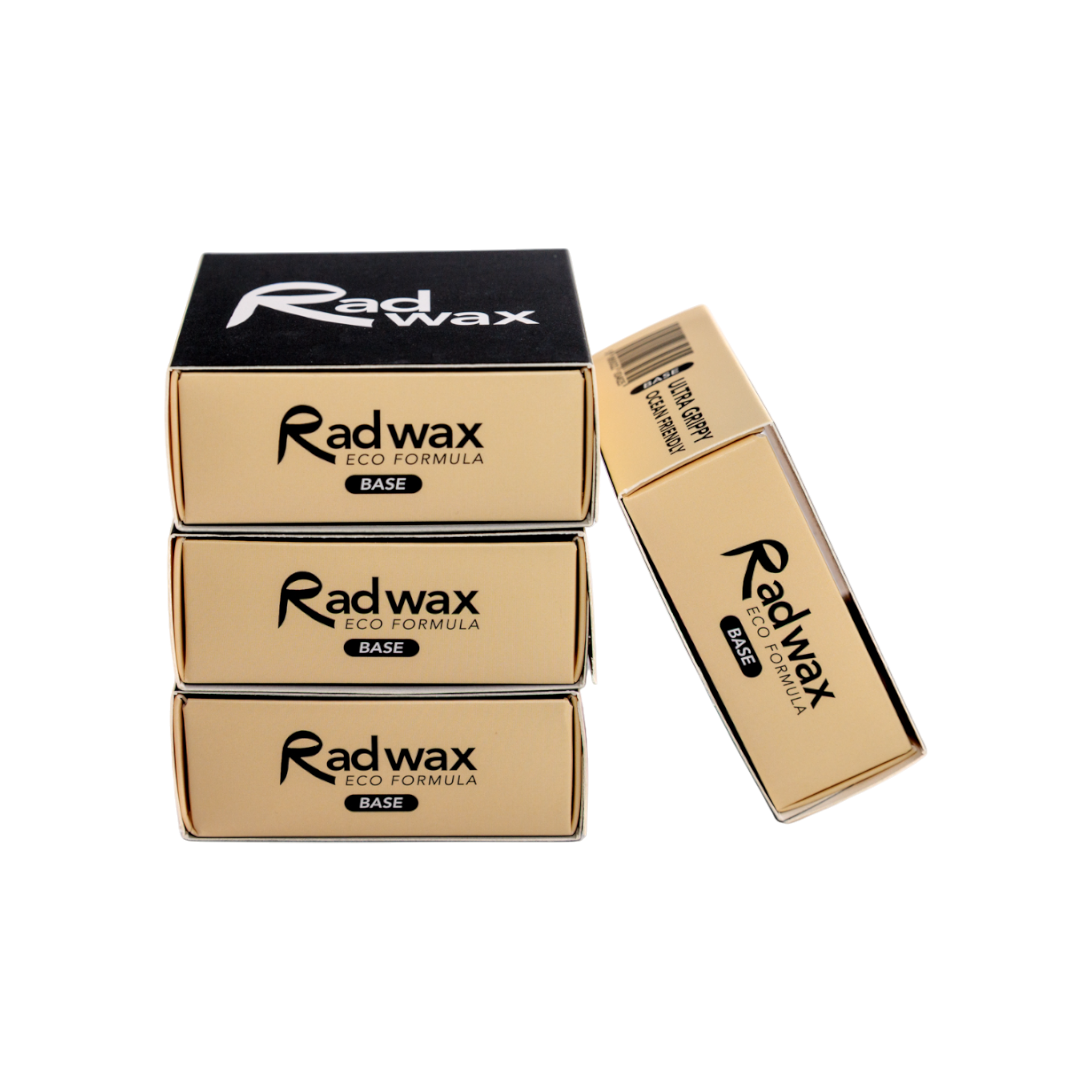 Base Coat Rad Wax eco surfboard formula wax packaging on a white background