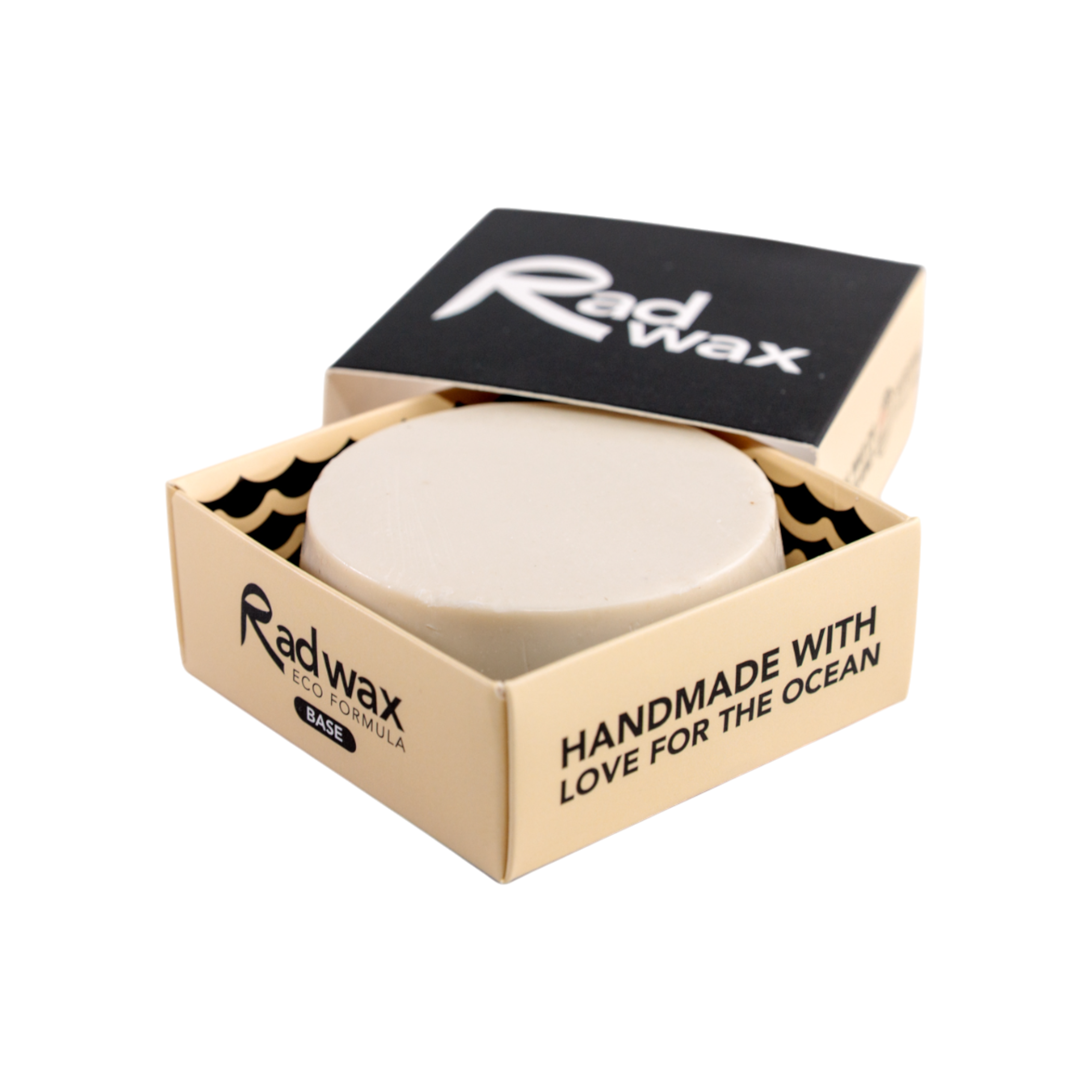 Rad wax base coat bar in a cardboard packaging with 'Rad wax' branding on a white background