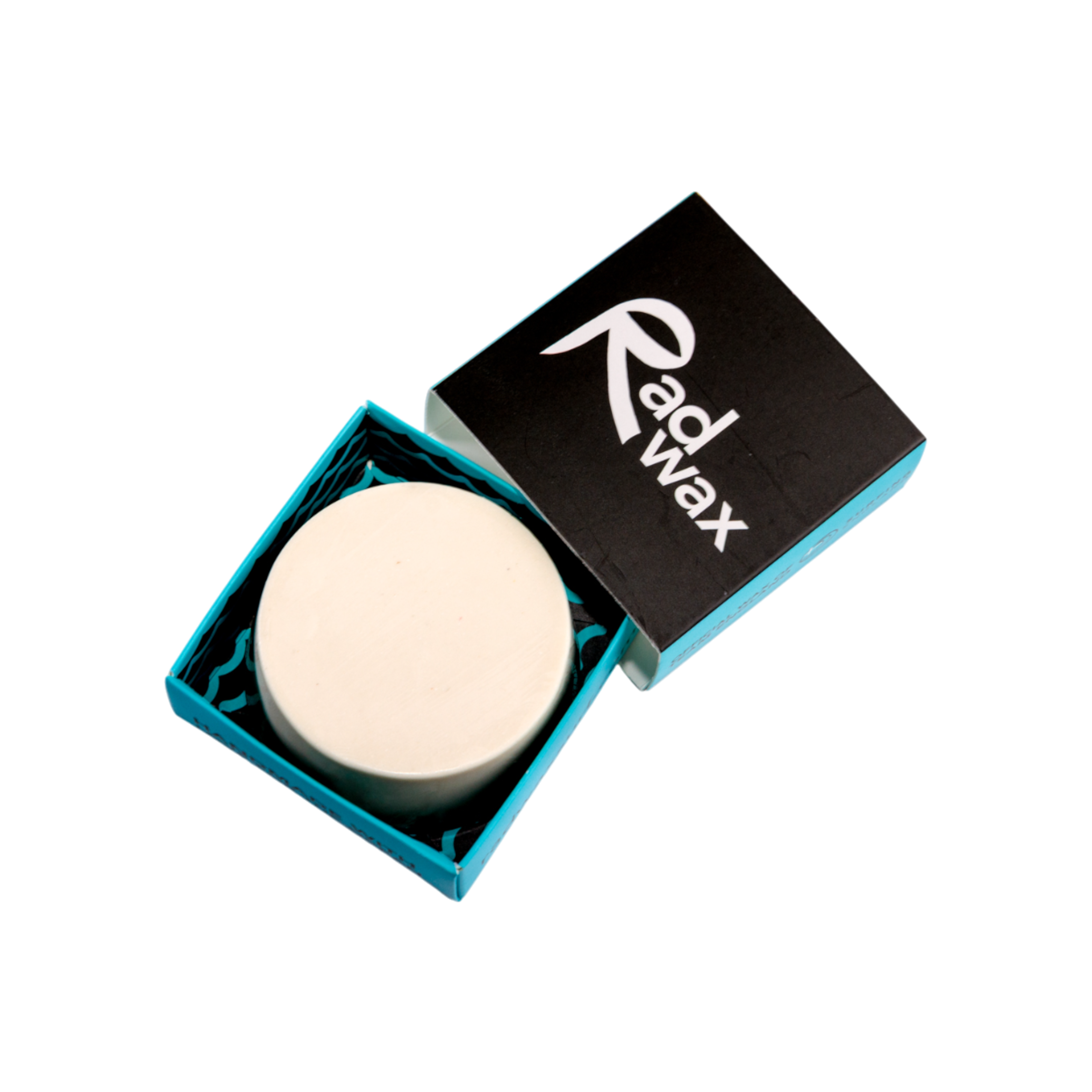 Bar of Rad Wax Cold Water eco surf wax branded box on a white background