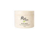 Body balm jar with 'Rad Spa' branding on a white background